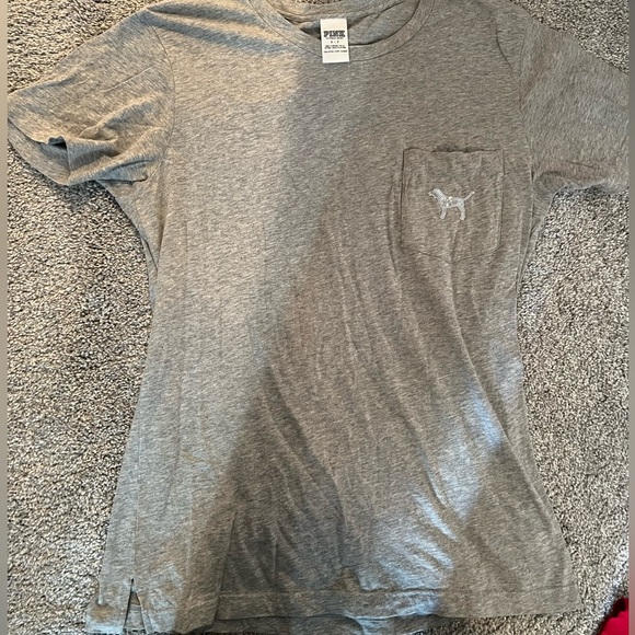 Victoria’s Secret PINK gray v-neck tank top tee size small - Picture 1 of 5